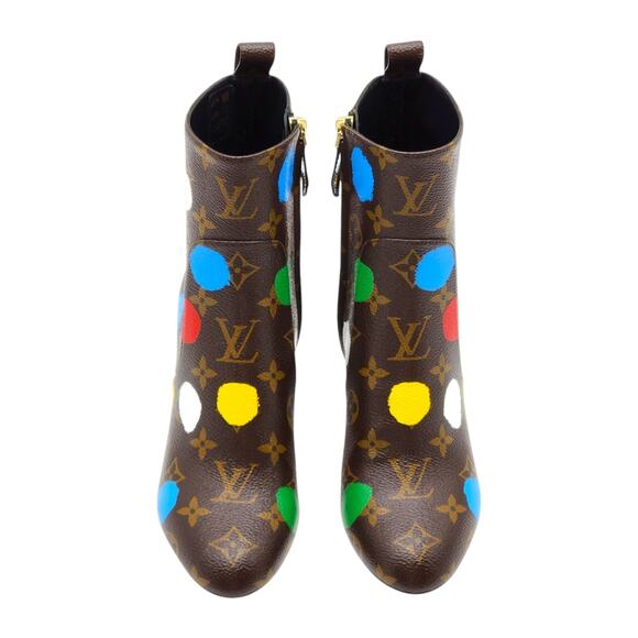 Louis Vuitton x Yayoi Kusama Monogram Dots Coated Ankle Boots EU 36 US 5.5 - NWB - Picture 4 of 11
